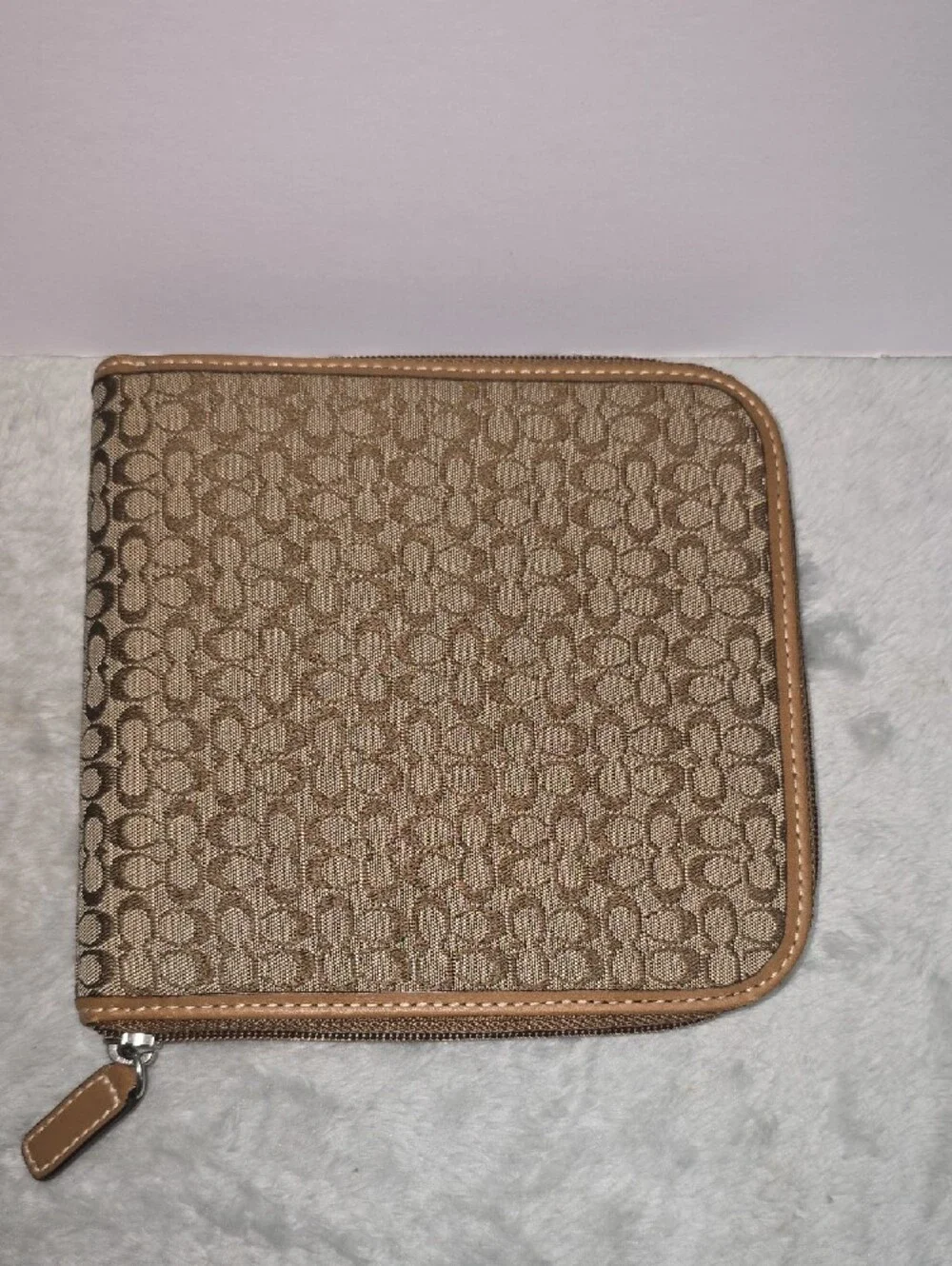Coach Tan Signature Zip Organizer